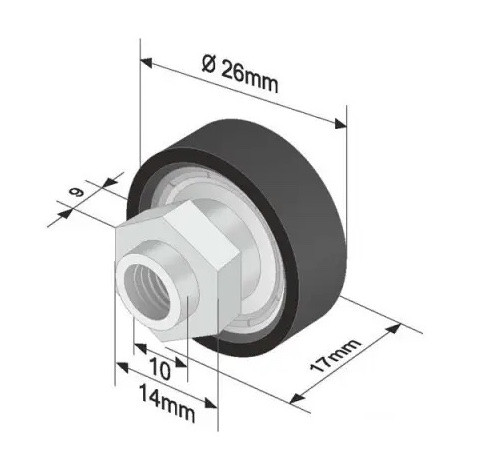 Szimpla ponyva görgő 26x9/17mm SCHMITZ, TSE