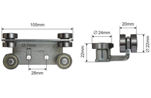 Ponyva görgő kétoldalas dupla 22/24mm VERSUS, SESAM