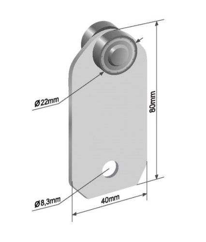 Ponyva görgő kétoldalas szimpla 22mm széles