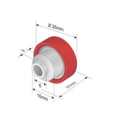 Szimpla ponyva görgő 26x9/17,5mm VERSUS