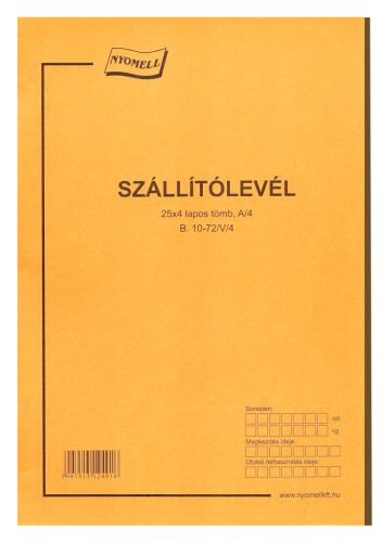 Szállítólevél  A/4   25x4