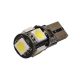 LED izzó 12V T10 5SMD LED fehér CANBUS