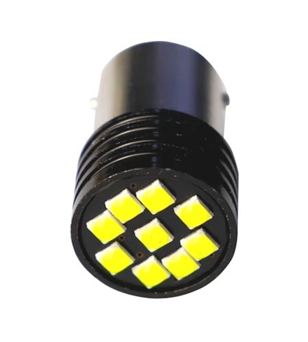 LED izzó 12V BA15d 9SMD LED 21/5W fehér VILLOGÓ FÉNNYEL